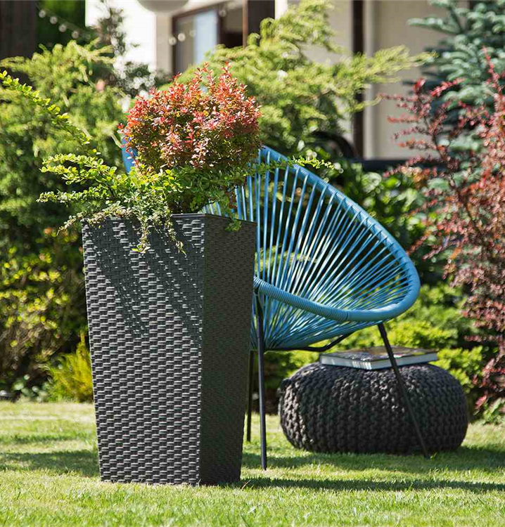 Siena Garden Pflanzkübel cm graphit Kunststoff Paris, eckig, in Rattanoptik 35x35x68,0